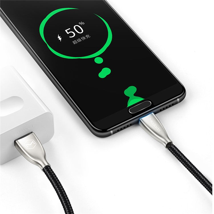 MCDODO CA-542 for iPhone 15 Series 1m Nylon Braided Type-C 5A Fast Charging Data Sync Cable for Huawei Xiaomi - Black