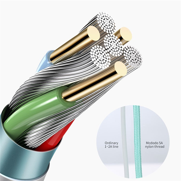 MCDODO CA-542 for iPhone 15 Series 1m Nylon Braided Type-C 5A Fast Charging Data Sync Cable for Huawei Xiaomi - Black