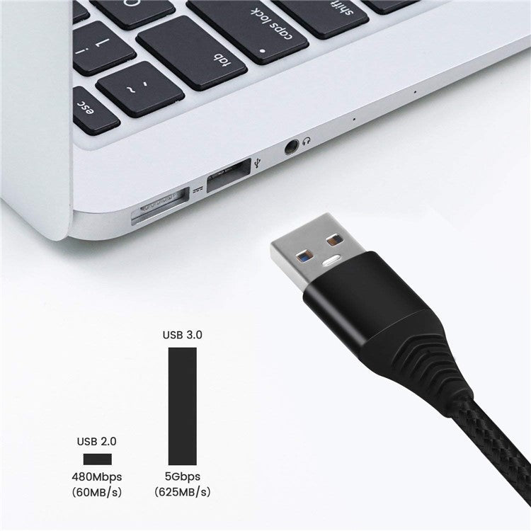 For iPhone 15 Series Type-C Cable, 1.8m Nylon Weaving 3A Type-C USB 3.0 Data Transfer Charging Cable for Xiaomi Huawei - Black