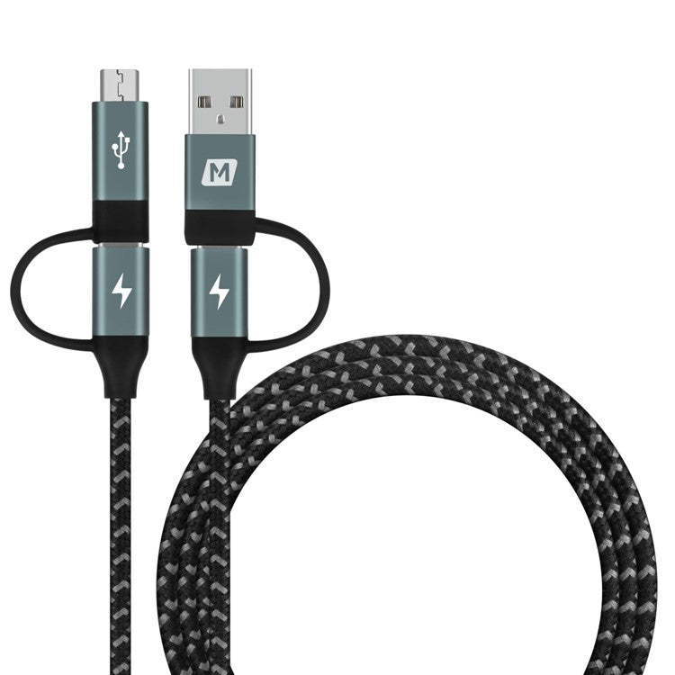 MOMAX for iPhone 15 Series 4-in-1 Type-C to Micro USB & Type-C to USB A Charging and Data Sync Nylon Braided Cable