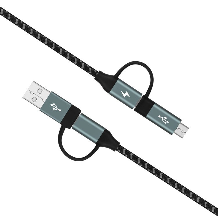 MOMAX for iPhone 15 Series 4-in-1 Type-C to Micro USB & Type-C to USB A Charging and Data Sync Nylon Braided Cable