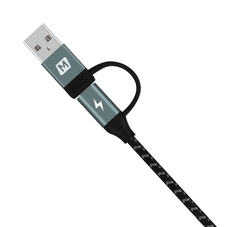 MOMAX for iPhone 15 Series 4-in-1 Type-C to Micro USB & Type-C to USB A Charging and Data Sync Nylon Braided Cable