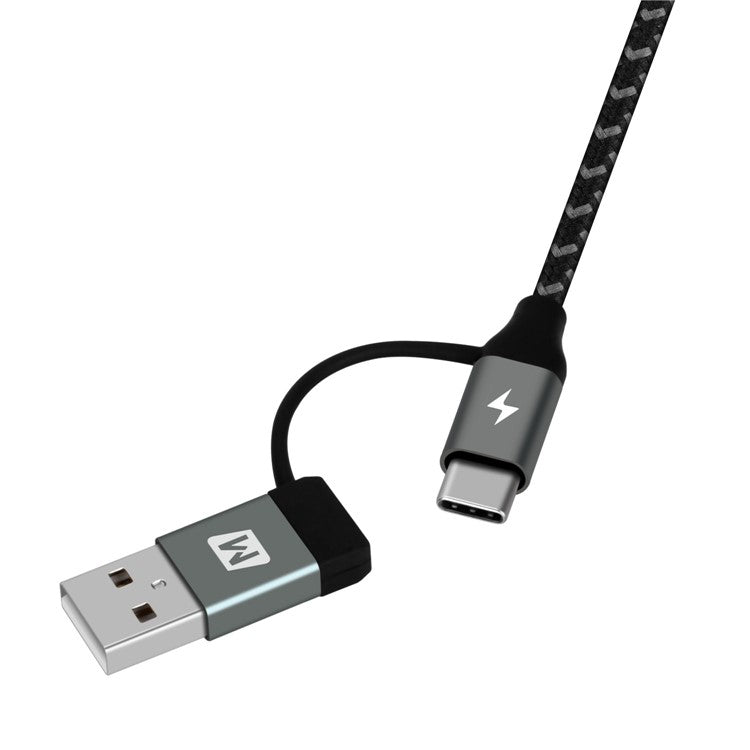 MOMAX for iPhone 15 Series 4-in-1 Type-C to Micro USB & Type-C to USB A Charging and Data Sync Nylon Braided Cable