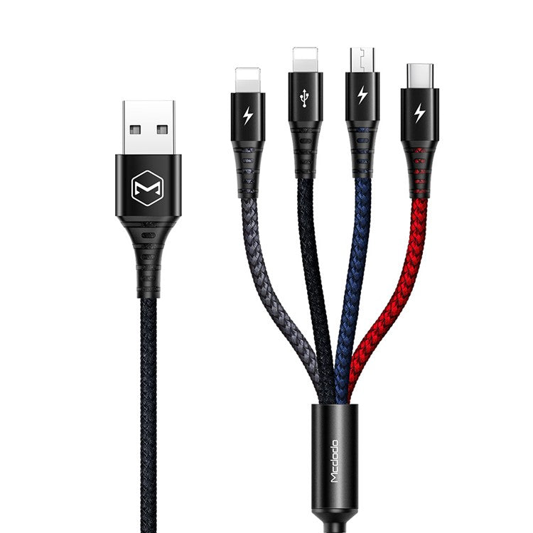 MCDODO CA-6230 1.2m 4-in-1 2 x Lightning 8 Pin + Micro USB + Type-C Data Sync Charge Cable