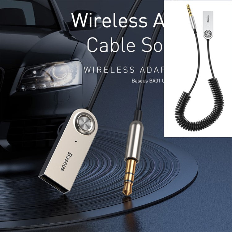 BASEUS BA01 Wireless Bluetooth USB Adapter Cable Transmitter Stereo Audio Music Dongle Converter Cord - Black