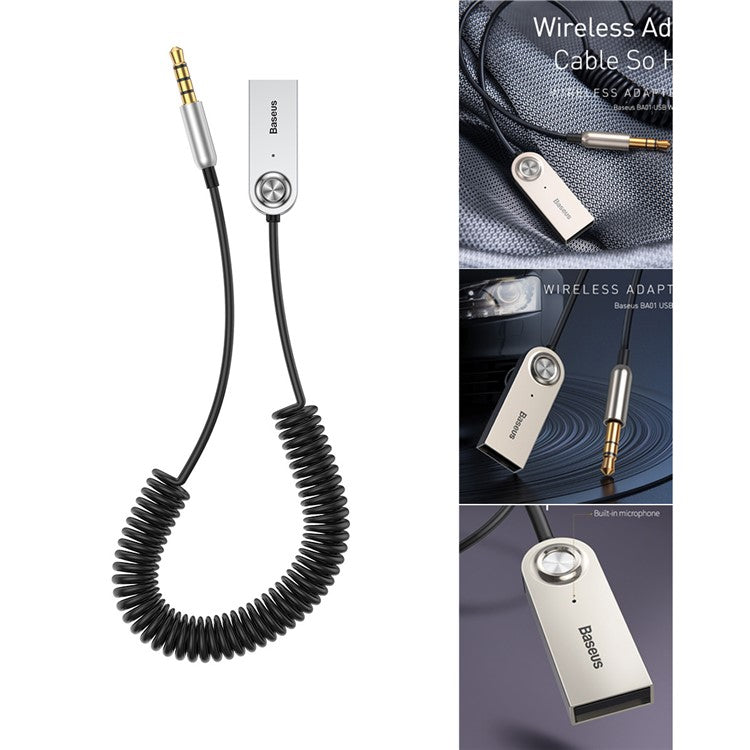 BASEUS BA01 Wireless Bluetooth USB Adapter Cable Transmitter Stereo Audio Music Dongle Converter Cord - Black