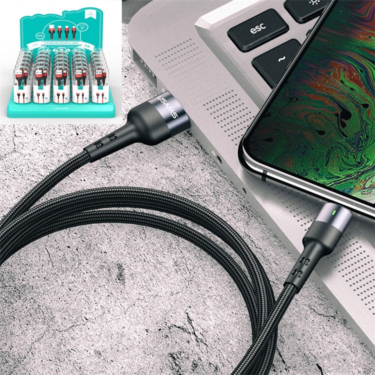 30Pcs/Set USAMS US-SJ311 U26 1m Nylon Braided Cord Lightning 8 Pin Data and Charge Cable with Storage Pad - Black