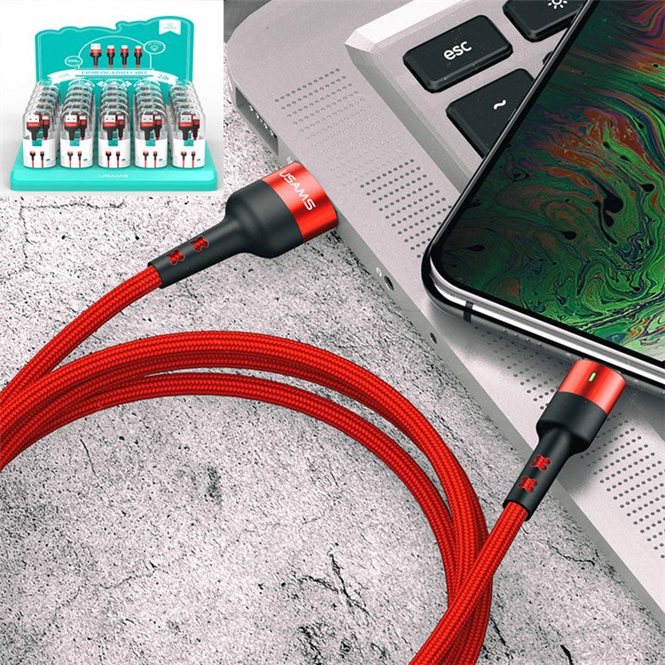 30Pcs/Set USAMS US-SJ311 U26 1m Nylon Braided Cord Lightning 8 Pin Data and Charge Cable with Storage Pad - Red