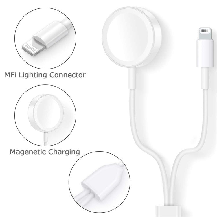 2-in-1 Lightning 8 Pin + Magnetic Charging Dock Y Splitter Charging Cable for iPhone iPod iPad iWatch