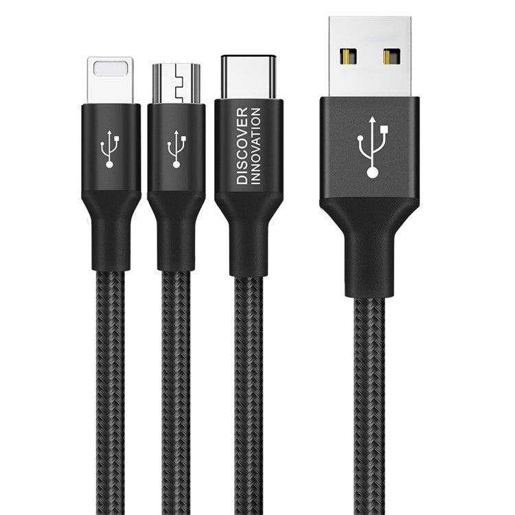 NILLKIN 3 in 1 Fast Charging Cable Lightning/Micro USB/Type-C Swift Cable - Black
