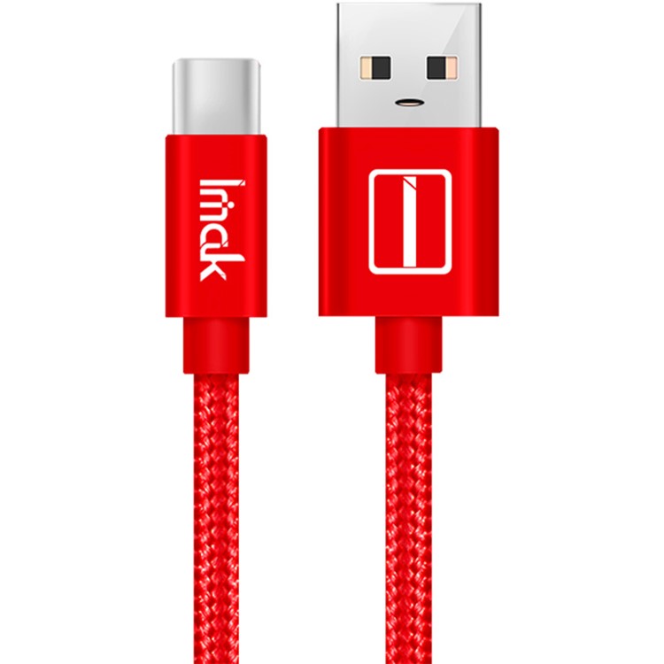 IMAK Woven Pattern 1.0M Type-C USB Data Sync Charging Cable for Samsung Huawei - Red