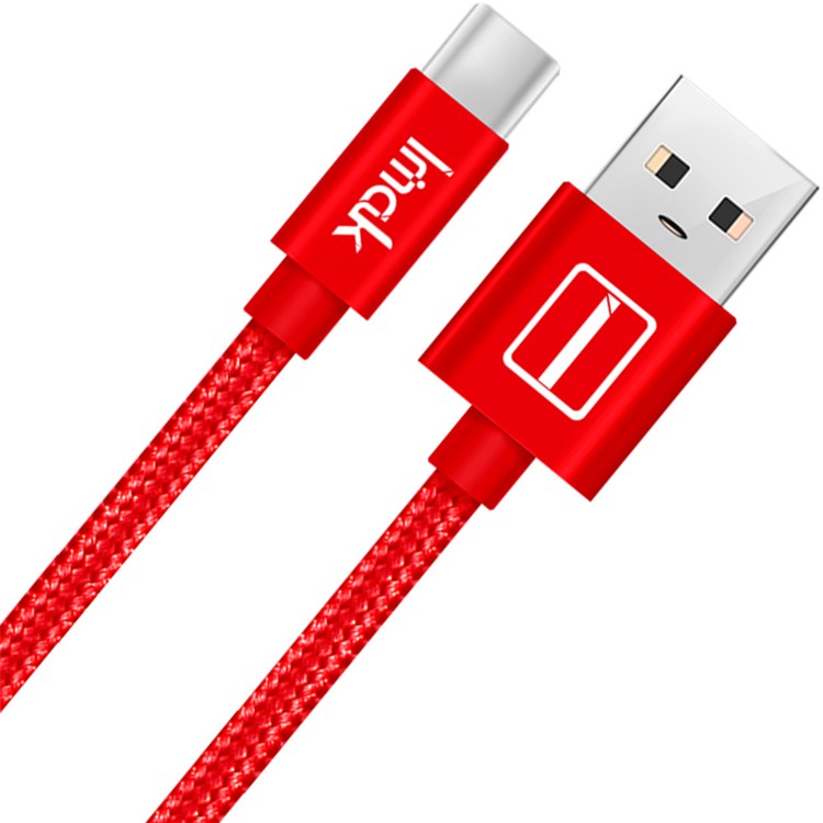 IMAK Woven Pattern 1.0M Type-C USB Data Sync Charging Cable for Samsung Huawei - Red