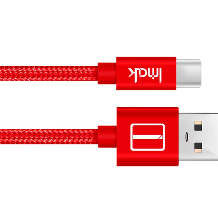 IMAK Woven Pattern 1.0M Type-C USB Data Sync Charging Cable for Samsung Huawei - Red