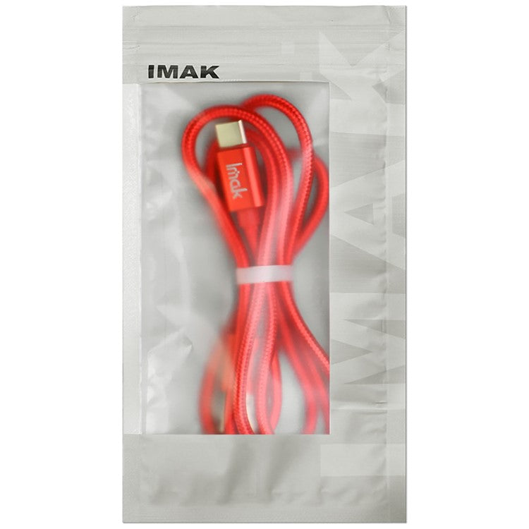 IMAK Woven Pattern 1.0M Type-C USB Data Sync Charging Cable for Samsung Huawei - Red
