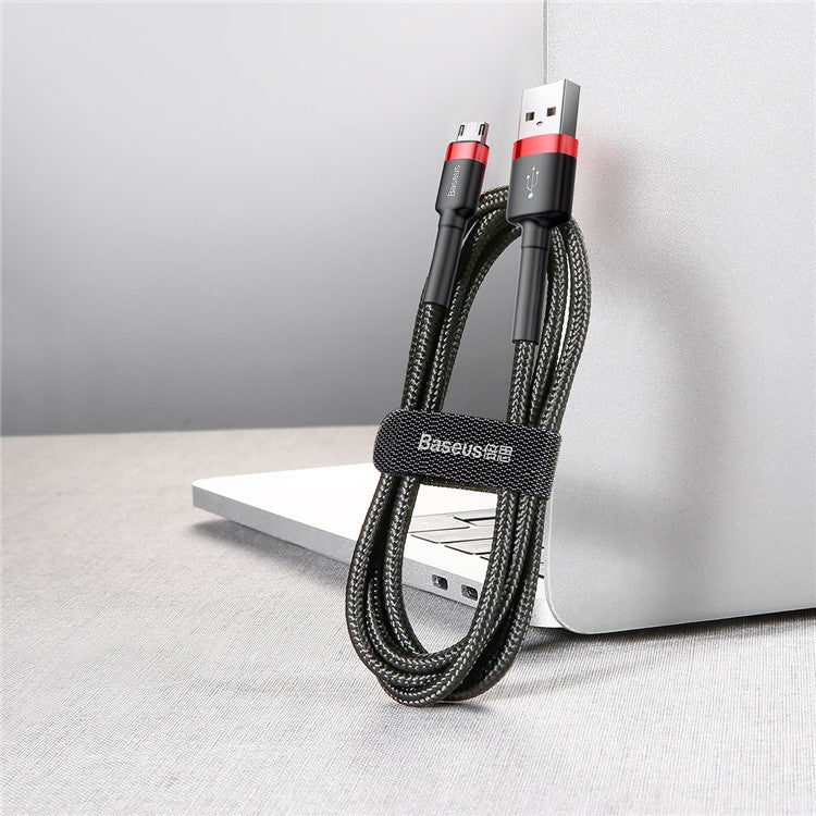 BASEUS KLF Series Woven 3m 2A Micro USB Charge Cable for Samsung Huawei Xiaomi - Red/Black