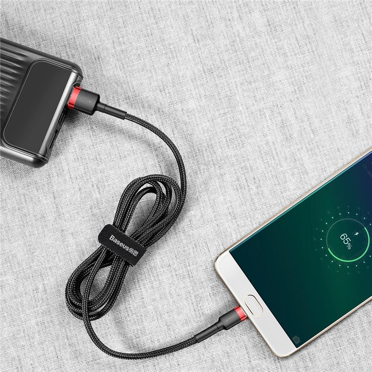 BASEUS KLF Series Woven 3m 2A Micro USB Charge Cable for Samsung Huawei Xiaomi - Red/Black