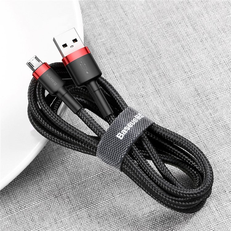 BASEUS KLF Series Woven 3m 2A Micro USB Charge Cable for Samsung Huawei Xiaomi - Red/Black
