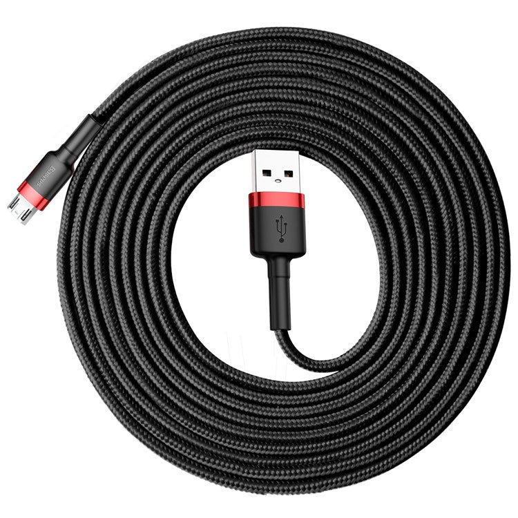 BASEUS KLF Series Woven 3m 2A Micro USB Charge Cable for Samsung Huawei Xiaomi - Red/Black