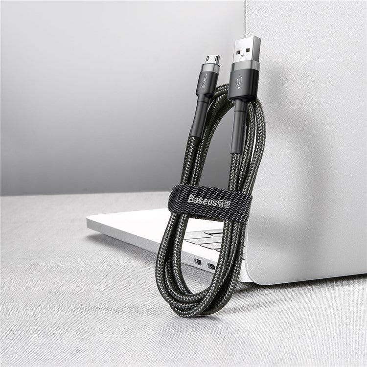 BASEUS KLF Series Woven 3m 2A Micro USB Charge Cable for Samsung Huawei Xiaomi - Grey/Black