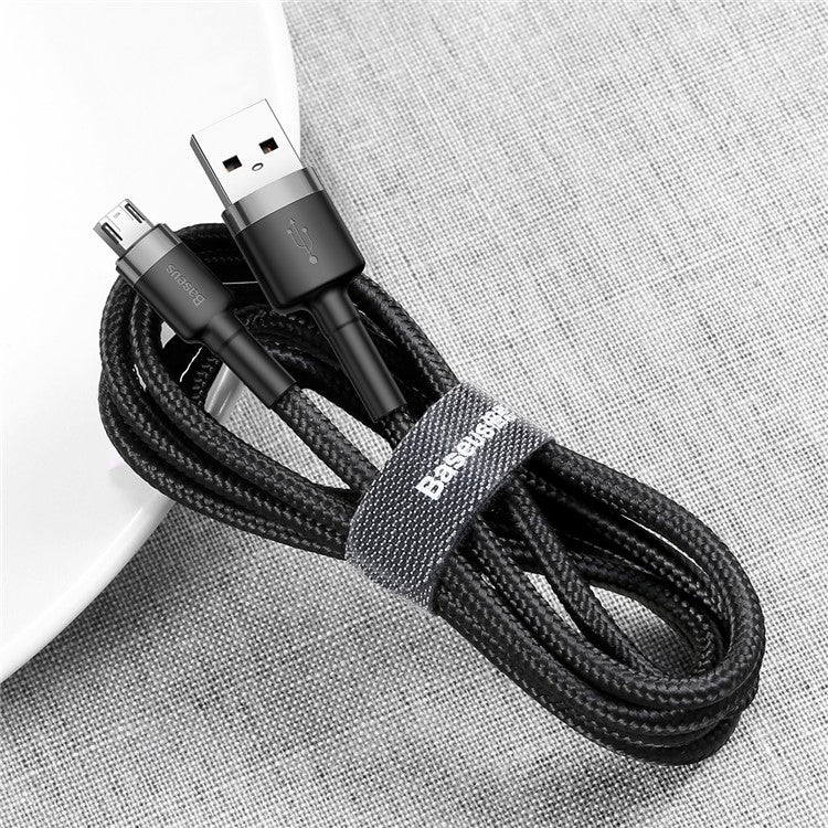 BASEUS KLF Series Woven 3m 2A Micro USB Charge Cable for Samsung Huawei Xiaomi - Grey/Black