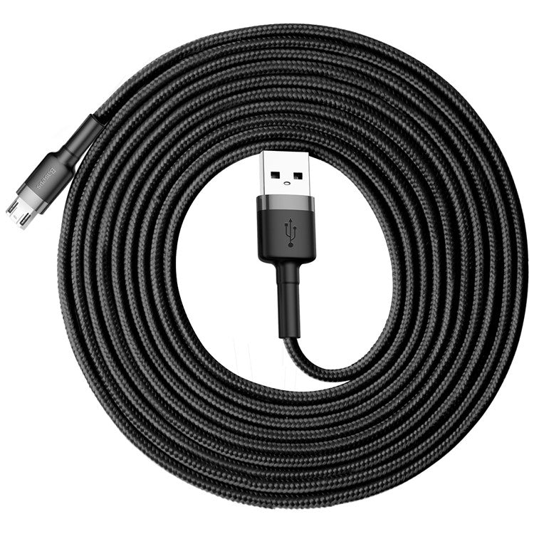 BASEUS KLF Series Woven 3m 2A Micro USB Charge Cable for Samsung Huawei Xiaomi - Grey/Black