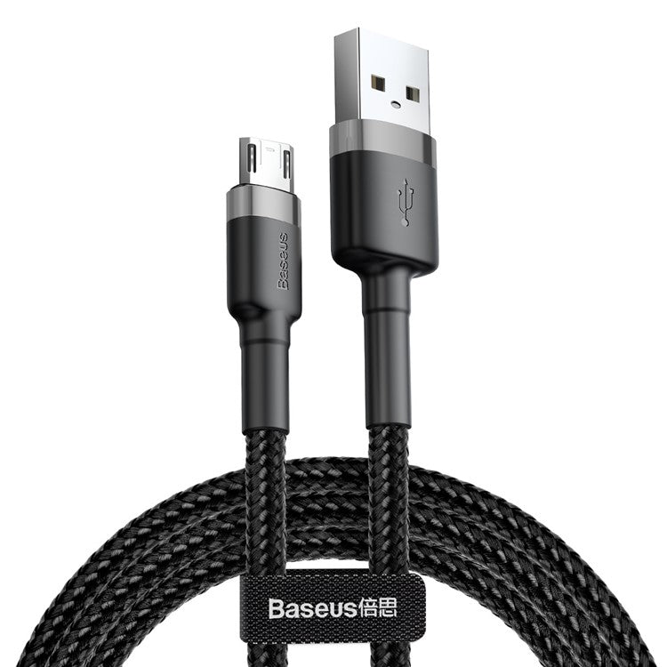 BASEUS KLF Series Woven 3m 2A Micro USB Charge Cable for Samsung Huawei Xiaomi - Grey/Black