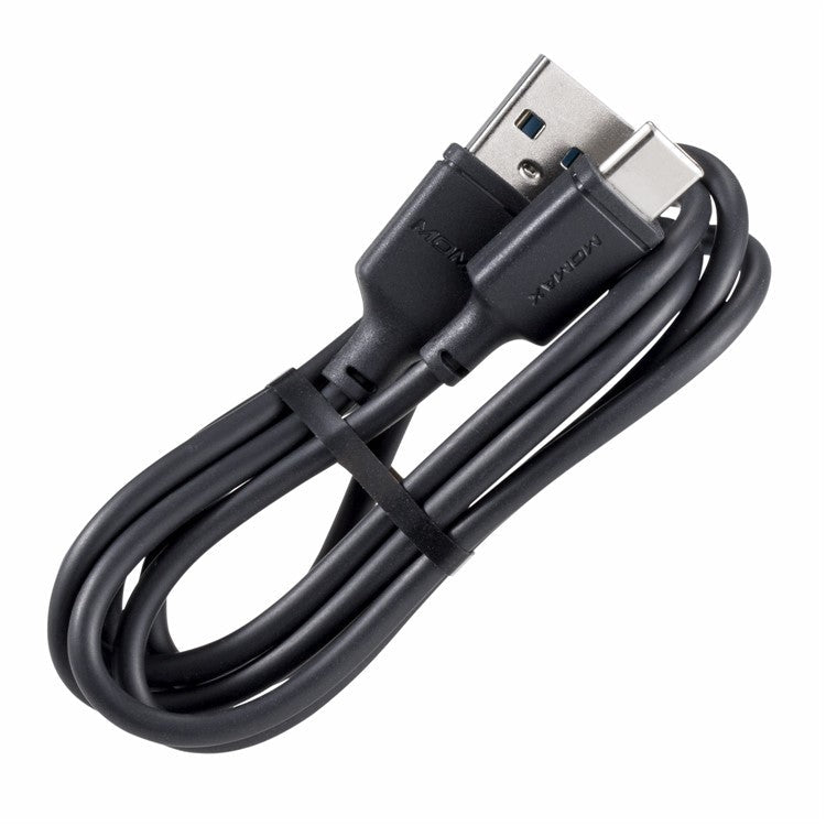 MOMAX for iPhone 15 Series 1M USB Type-C to USB-A Data Sync Charging Cable for Samsung Huawei Xiaomi - Black