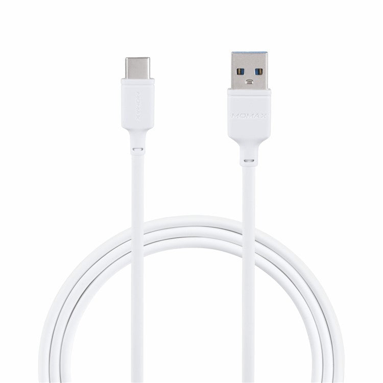 MOMAX for iPhone 15 Series 1M USB Type-C to USB-A Data Sync Charging Cable for Samsung Huawei Xiaomi - White