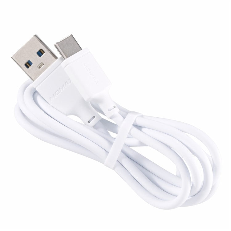 MOMAX for iPhone 15 Series 1M USB Type-C to USB-A Data Sync Charging Cable for Samsung Huawei Xiaomi - White