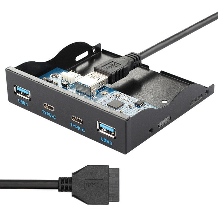 USB-C & USB 3.0 Hub 4 Ports Front Panel to Motherboard 20Pin Connector Cable for 3.5'' Floppy Bay
