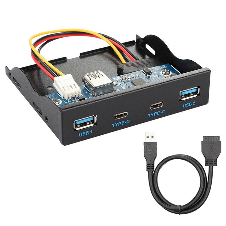 USB-C & USB 3.0 Hub 4 Ports Front Panel to Motherboard 20Pin Connector Cable for 3.5'' Floppy Bay