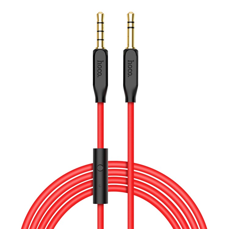 HOCO UPA12 3.5 mm Male to Male Stereo Audio Aux Cable with Microphone - Red
