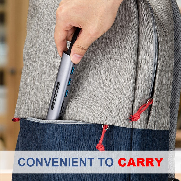 USB C Dock Station Thunderbolt 3 Type-C to HDMI VGA USB TF SD Card Reader with 3.5 AUX Audio Jack HD Video Converter Adapter for Macbook Pro - Silver