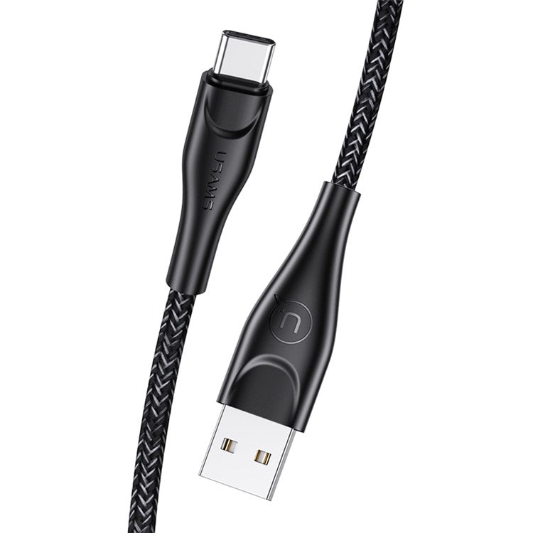 USAMS 1M Nylon Braided Type-C USB Data Sync Charger Cable for Samsung Huawei Xiaomi - Black