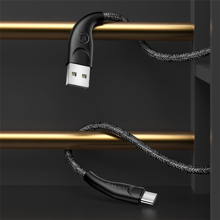 USAMS 1M Nylon Braided Type-C USB Data Sync Charger Cable for Samsung Huawei Xiaomi - Black