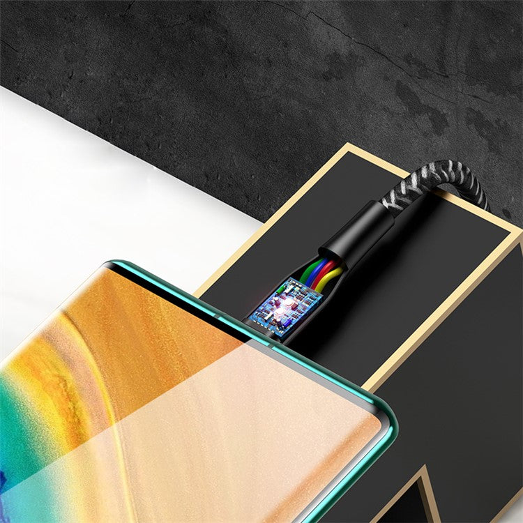 USAMS 1M Nylon Braided Type-C USB Data Sync Charger Cable for Samsung Huawei Xiaomi - Black