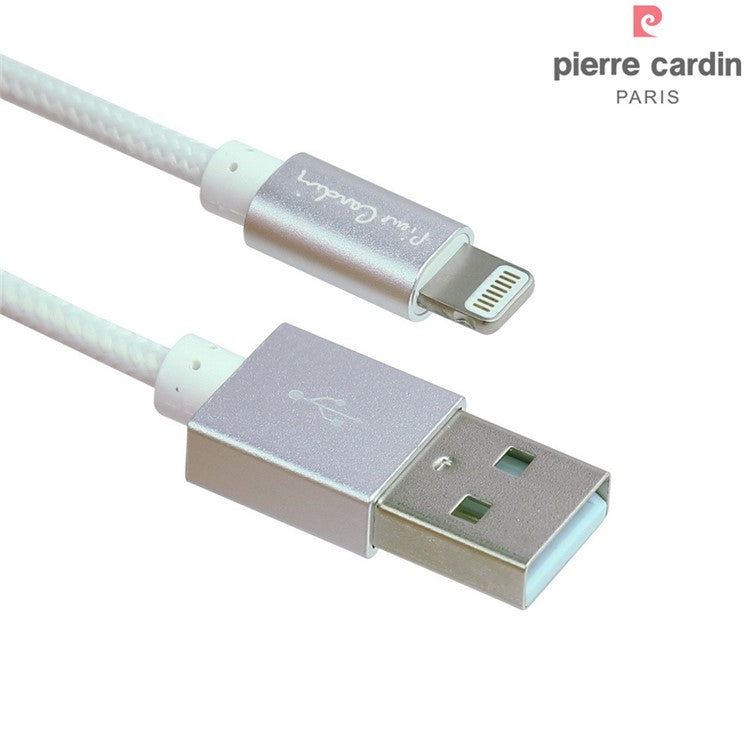 PIERRE CARDIN PCQ-E14 MFI Certified Lightning 8Pin Woven Charging Data Cable - White