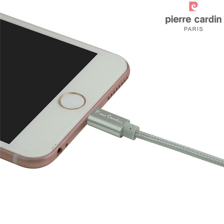 PIERRE CARDIN PCQ-E14 MFI Certified Lightning 8Pin Woven Charging Data Cable - White