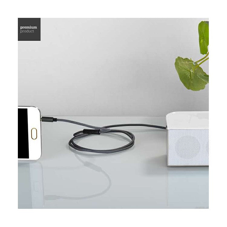 HOCO UPA04 1m 3.5mm Male to Male AUX Audio Cable with Smart Microphone for Cellphone Tablet MP3