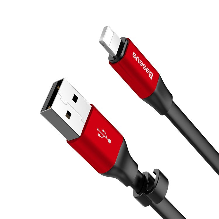 BASEUS 23cm USB Cable 2A USB-A to iP Charging Cord Portable Data Sync Cable - Red