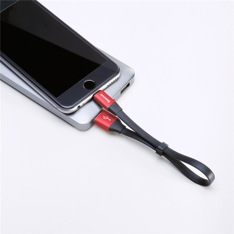 BASEUS 23cm USB Cable 2A USB-A to iP Charging Cord Portable Data Sync Cable - Red