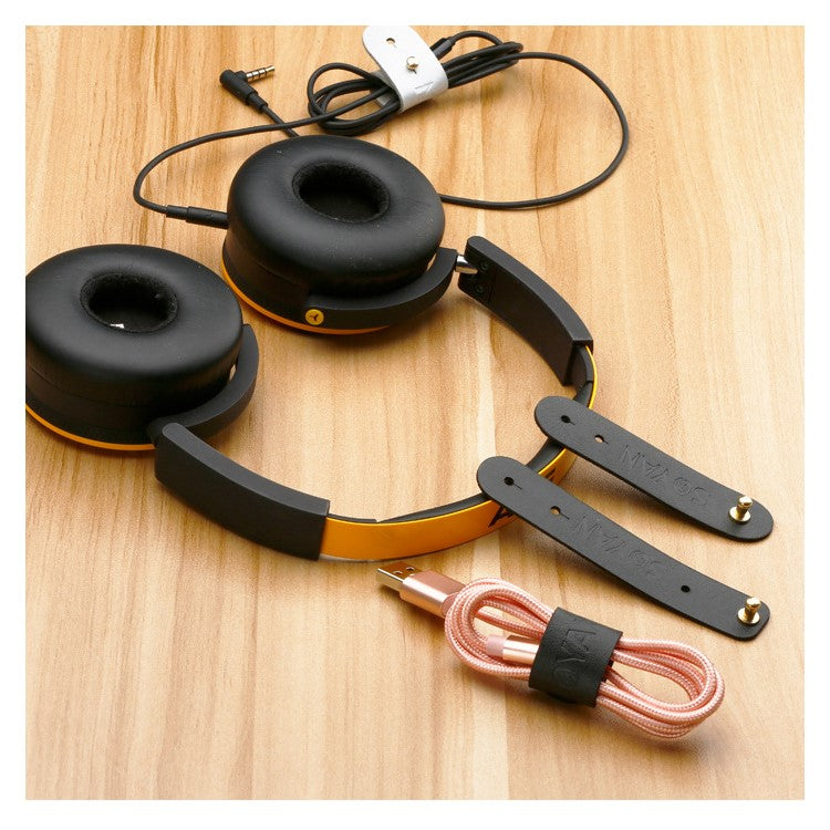 SOYAN 3PCS/Lot PU Leather Earphone Bobbin Winder Cable Organizer - Black