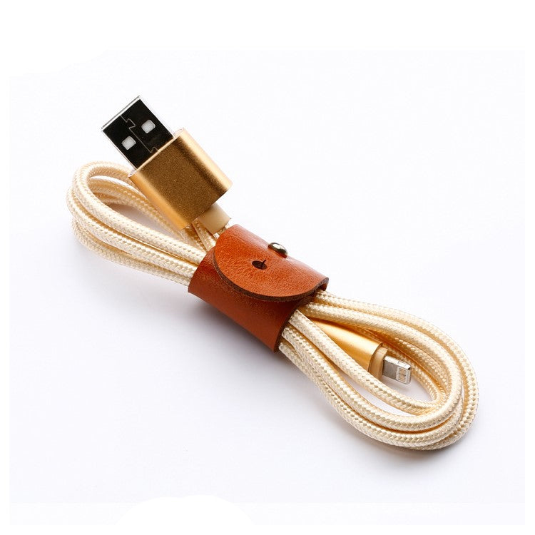 SOYAN 3PCS/Lot PU Leather Cable Cord Wire Earphone Bobbin Winder Organizer - Light Brown