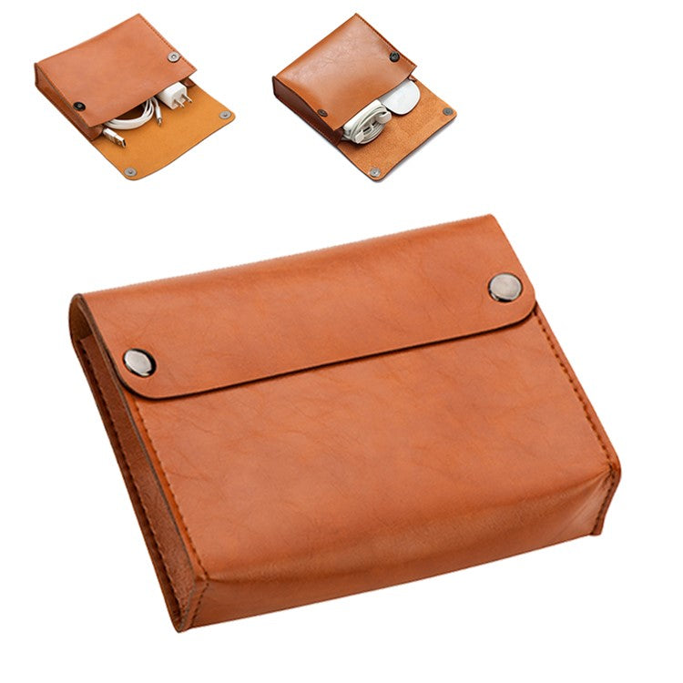 SOYAN PU Leather Pouch Bag Cover for Macbook Air / Pro Power Adapter - Light Brown