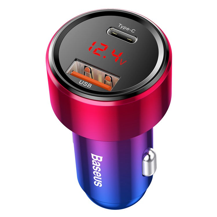 BASEUS Magic Series Car Charger Adapter with Digital Display (Type-C PD+QC) Intelligent Dual Quick Charging Car Charger 45W - Blue / Rose