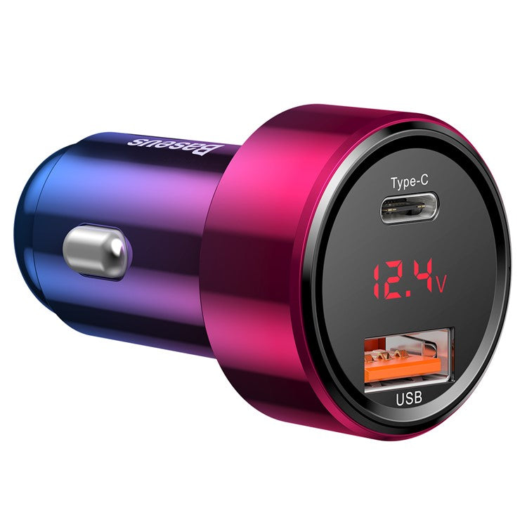 BASEUS Magic Series Car Charger Adapter with Digital Display (Type-C PD+QC) Intelligent Dual Quick Charging Car Charger 45W - Blue / Rose