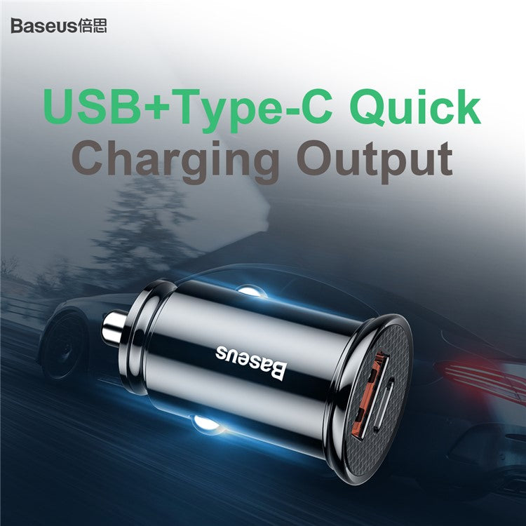 BASEUS Car Charger Adapter PPS 30W Fast Charger with USB Type-C Ports Support PD3.0/QC4.0/SCP/QC3.0/AFC - Black