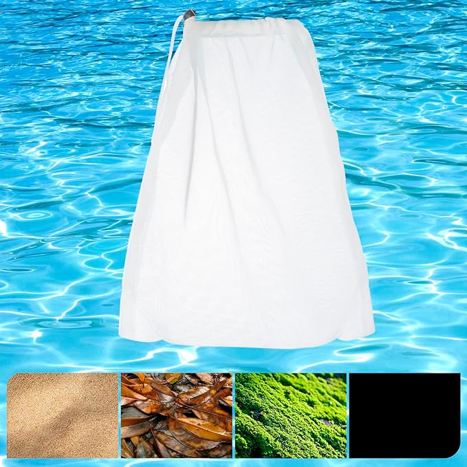 Swimming Pool Vacuum Nozzle Cleaner Replacement Mesh Bag White Dirt Suction Mesh Bag(Set of 5)