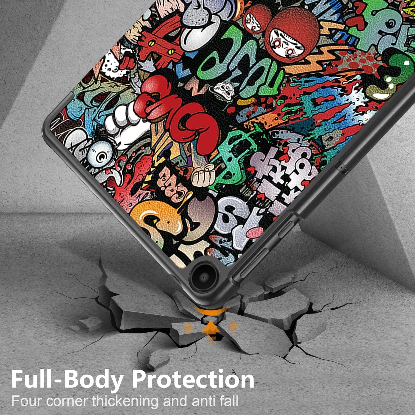 PU Leather Case for Huawei MatePad SE 10.4-inch, Pattern Printing Tri-fold Stand Tablet Cover - Graffiti