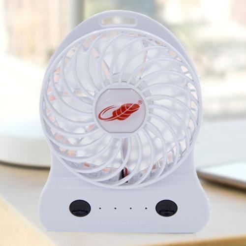 GONGTIAN F928S Portable USB Rechargeable Fans, Three Ranges Speed Wind Adjustment + One Range LED Light Adjustment, Size: 12.3cm x 9.6cm x 3.5cm (White)